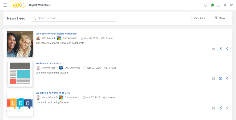 screenshot of eXo Platform